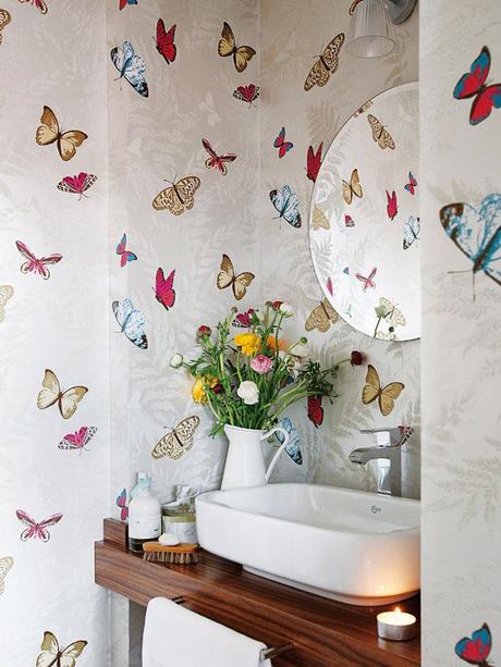 Inspiración de fin de semana: Papel pintado en el baño