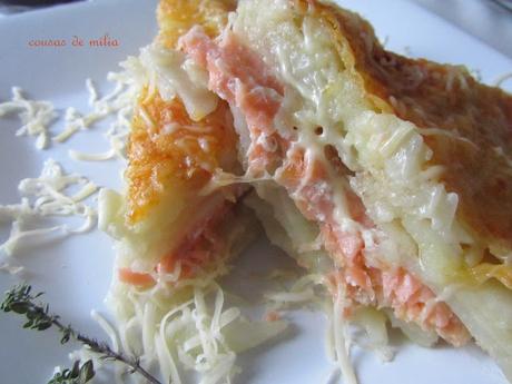 Patatas gratinadas con salmón