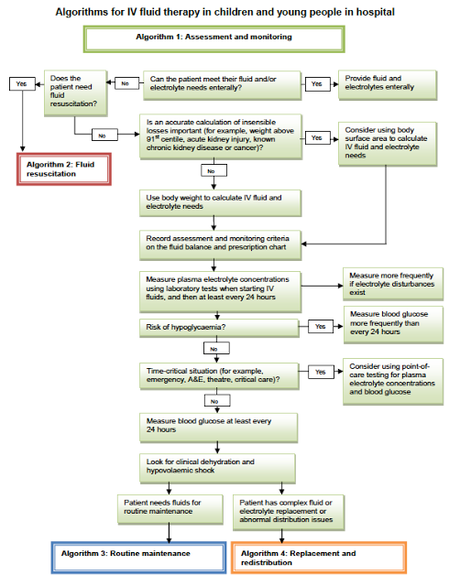 Líquidos intravenosos en pediatría: Algoritmos de manejo de la NICE