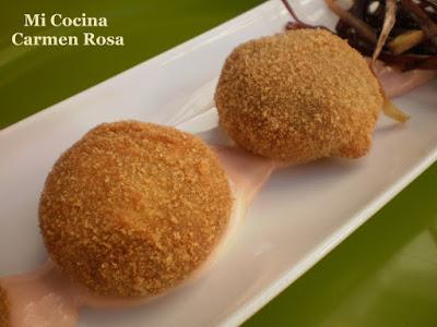 CROQUETAS DE CARRILLADA IBERICA GUISADAS AL VINO TINTO CON MAYONESA DE KIMUCHI