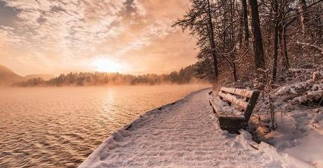 lago bled en invierno