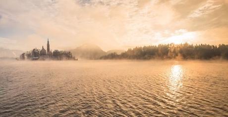 lago bled en invierno