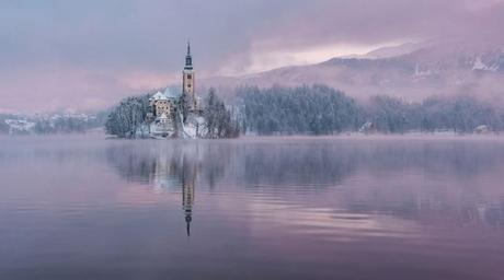 lago bled en invierno