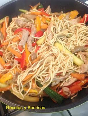 NOODLES CON VERDURITAS Y SECRETO IBERICO