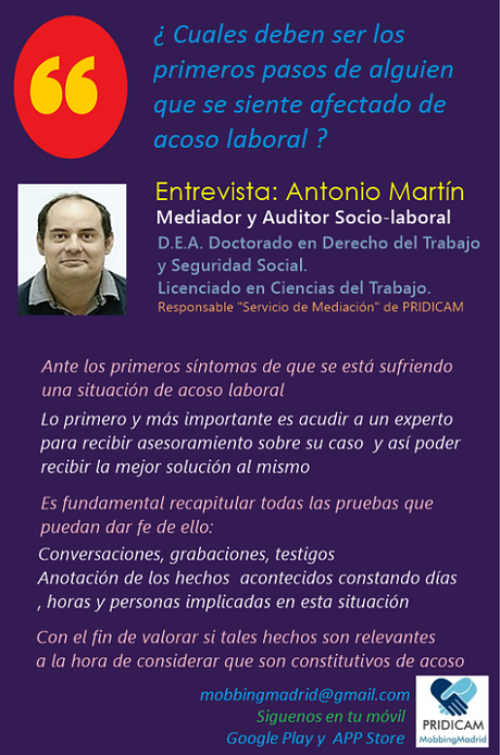 Mobbingmadrid ¿Cuales deben ser los primeros de alguien que se siente afectado de acoso laboral?