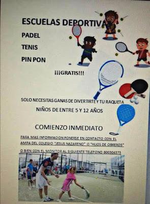 Comienzan las Escuelas Deportivas de padel, tenis y pinpon en Almaden
