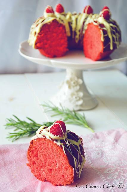 raspberry, rosemary and white chocolate bundt cake