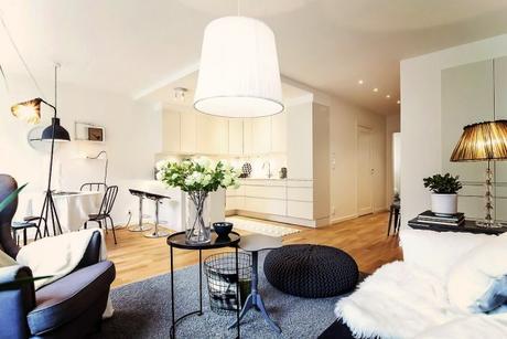 Un salón calido. La importancia de los textiles y la madera open concept design