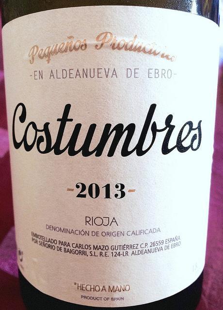 Vinos en voz baja Costumbres 2013 garnacha