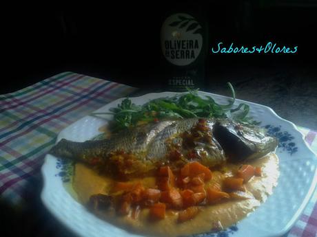 SARGO ASADO EN CREMA DE ZANAHORIA Y PIMIENTO ROJO