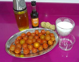Tomates cherry en almíbar oriental
