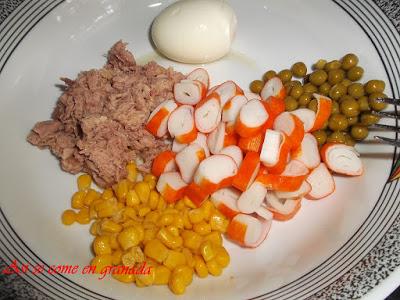 Ensalada de arroz con mayonesa