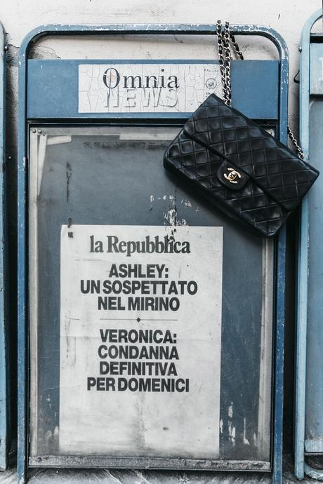 Florence-Collage_On_The_Road-Black_Jeans-Chanel_Slingback_Shoes-Blue_Shirt-Uterque-Topknot-Outfit-41