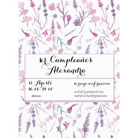 Cumpleaños de lavanda invitacio