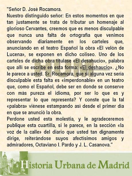 Madrid, cien años atrás. Cervantes, su Centenario y el pan. 26 de enero, 1916