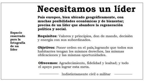 Muchos españoles dispuestos a aceptar un dictador, si es decente y capitanea la regeneración