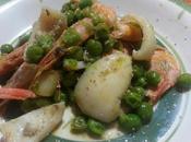 Sepia guisantes gambas Seppie piselli gamberi