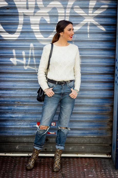Mum Jeans And Snake Print Booties