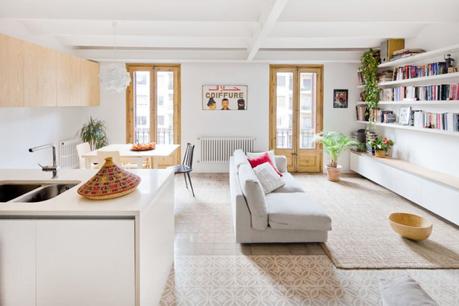 estilo nórdico escandinavo estilo nórdico barcelona estilo decoración mediterraneo distribución diáfana diseño interiores decoración interiores decoración ático dúplex cocina moderna nórdica baldosa hidraulica 