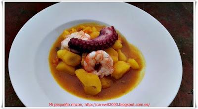 Patatas guisadas con pulpo