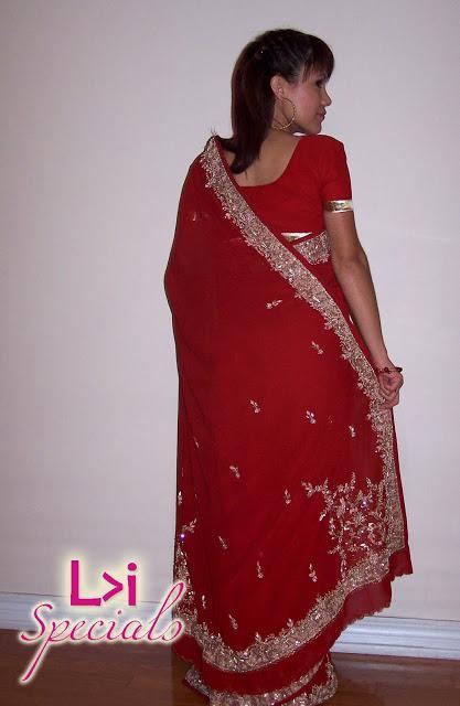 LuceBuona in a red Sari. L-vi.com