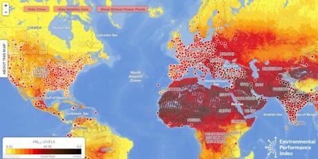 Contaminación por PM2.5: Mapa mundial interactivo (Universidad de Yale)