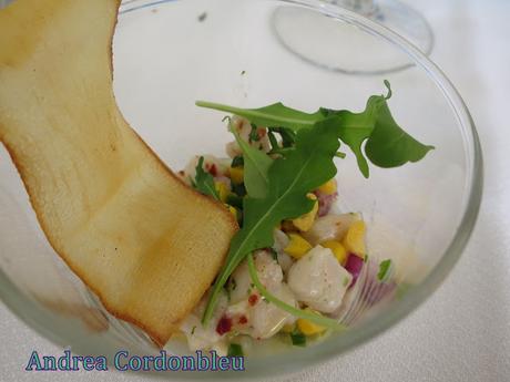 CEVICHE DE PEZ MANTEQUILLA CON CRUJIENTE DE YUCA. SIN GLUTEN