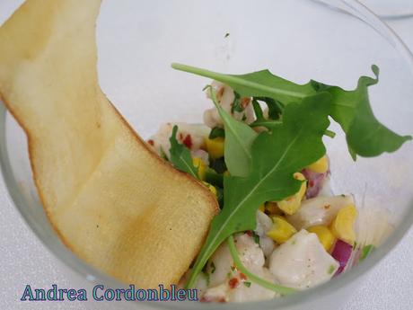 CEVICHE DE PEZ MANTEQUILLA CON CRUJIENTE DE YUCA. SIN GLUTEN