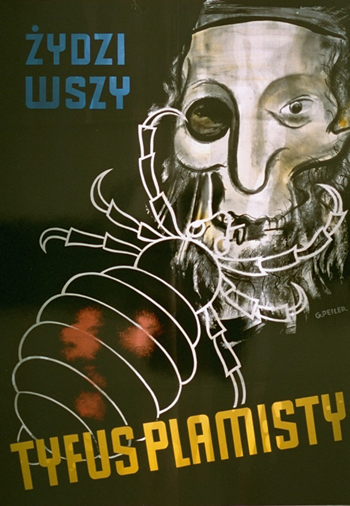 El tifus del doctor Lazowski Cartel nazi publicado en Polonia en 1941.