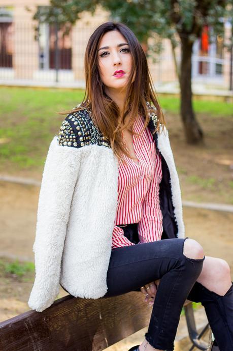 Red Stripes abrigo de pelo