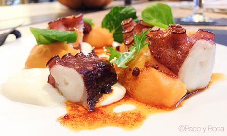 pulpo confitado con boniato Singular Baco y Boca