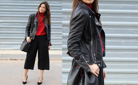 blogger de moda con pantalón culotte negro