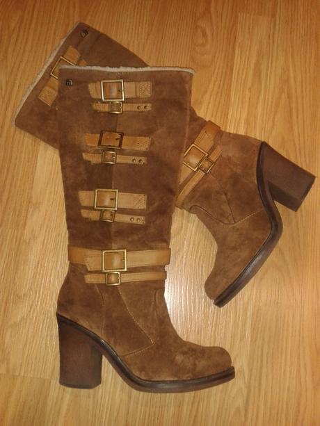 botas tacon mustang marrones