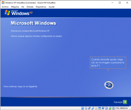 Windows XP en VirtualBox