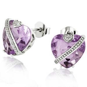 pendientes con zirconitas con forma de corazon para mujer