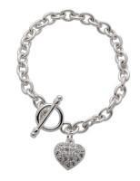 pulsera de mujer con corazon de metal