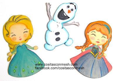 Dulceros de frozen para fiesta infantil- Ana y Elsa en foami con moldes