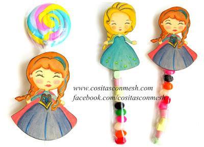 Dulceros de frozen para fiesta infantil- Ana y Elsa en foami con moldes