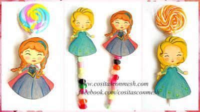 Dulceros de frozen para fiesta infantil- Ana y Elsa en foami con moldes