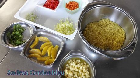 TABOULE DE MANZANA Y NARANJA. RECETA VEGETARIANA.