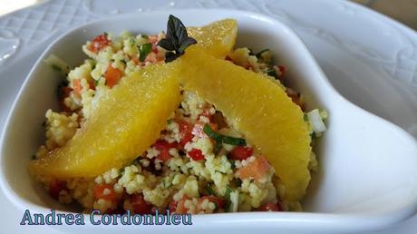 TABOULE DE MANZANA Y NARANJA. RECETA VEGETARIANA.