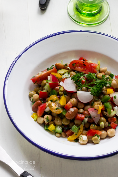 Ensalada de legumbres con emulsión del jugo de la cocción de Joan Roca (Cooking the Chef)