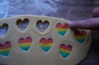 Galletas de corazones arcoiris