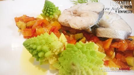 PESCADILLA AL VAPOR CON PISTO Y ROMANESCU