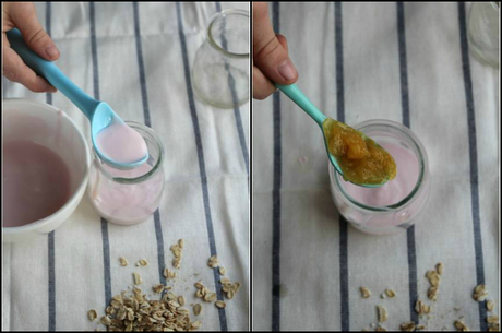 Vasitos de yogur, cereales y mermelada Vasitos de yogur, cereales y mermelada