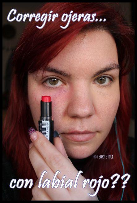 #Experiementando# ~Labial rojo como corrector de ojeras?~ Funciona?