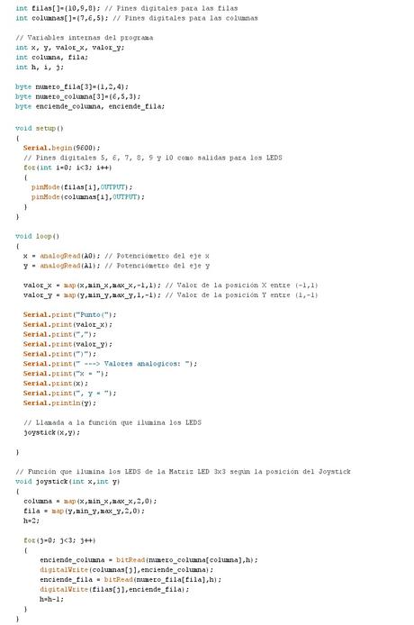 Control de una Matriz LED 3X3 con un Joystick Analógico