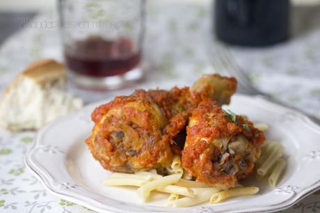 Pollo a la cazadora. Receta italiana
