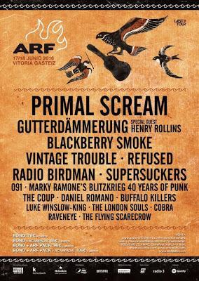 Azkena Rock Festival 2016: Primal Scream, Vintage Trouble, Supersuckers, Marky Ramone, The Coup, Cobra...