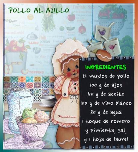 Pollo al ajillo etiqueta